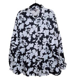 J Jill Womans Top Size 4X 100% Linen Button Down Shirt Long Sleeve Lightweight